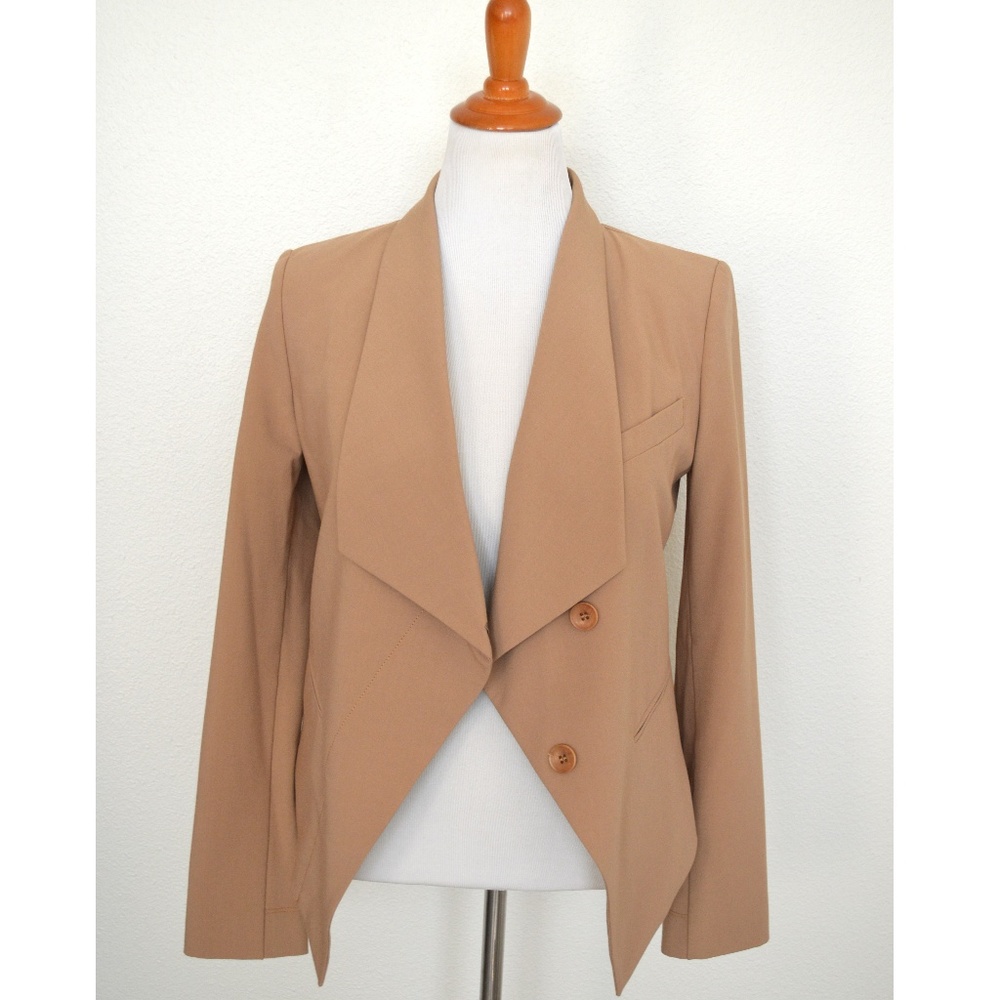 BCBGMaxAzria TOMAS Draped Blazer Tan Camel